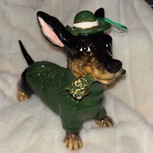 St Patricks Day Dachshund Dog Blue Sky Clayworks Statue